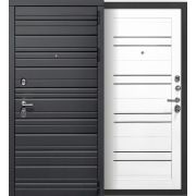 Дверь входная Энца черный муар с блестками Софт черный/скол дуба белый